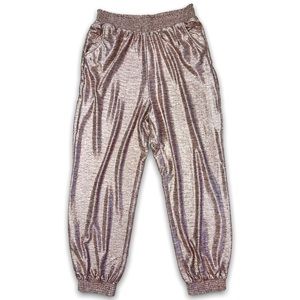 Anthropologie Pink Rose Metallic Shimmer High Rise Jogger Pant size M